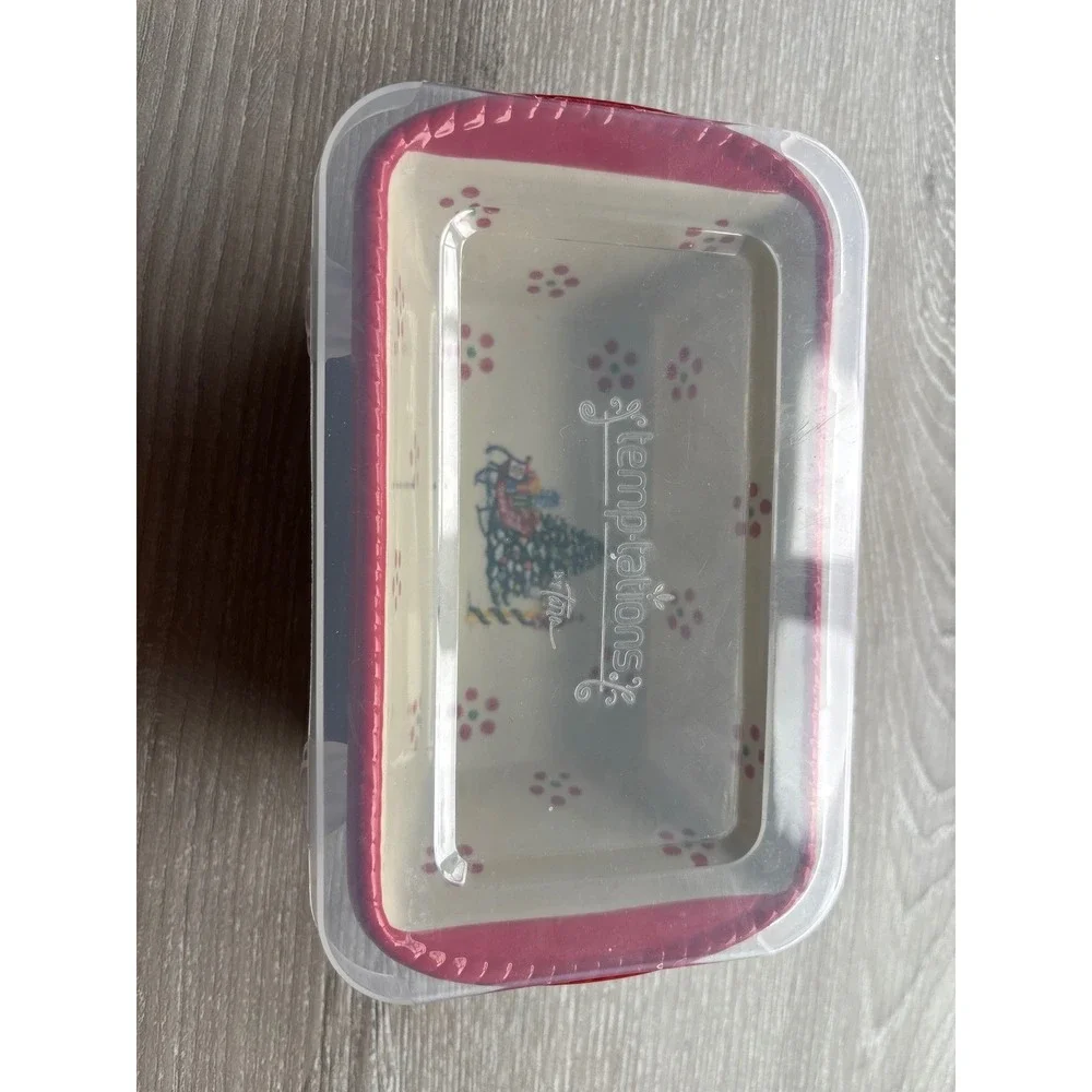 Temp-tations by Tara Holiday 12 oz Ceramic Mini Loaf Pan with Lid Christmas Tree